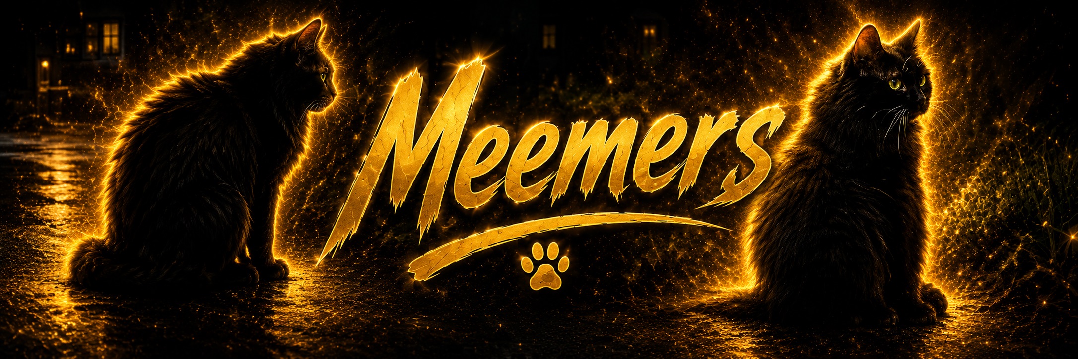 Meemers cinematic banner with golden aura
